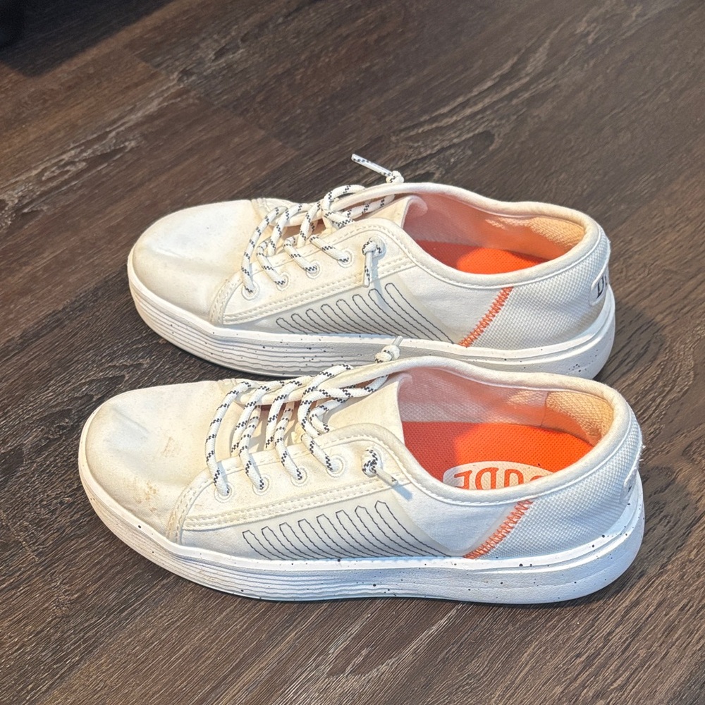 Hey Dude Kids Sneakers in White and Orange